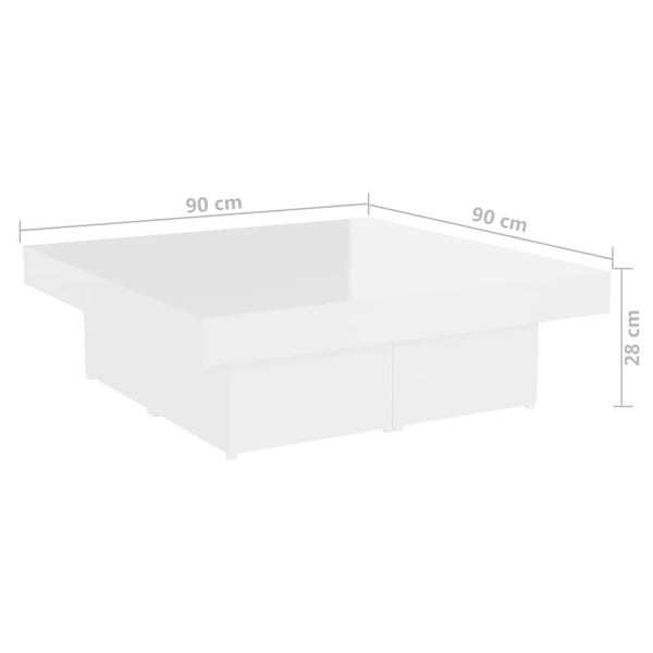 vidaXL sofabord 90x90x28 cm spånplade hvid højglans