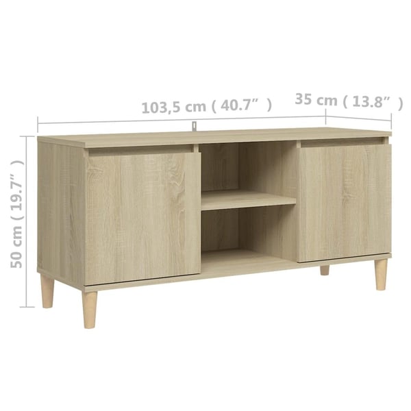 vidaXL TV-benk med ben i heltre sonoma eik 103,5x35x50 cm