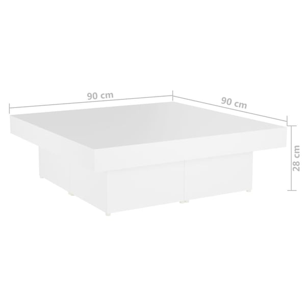 vidaXL sofabord 90x90x28 cm spånplade hvid