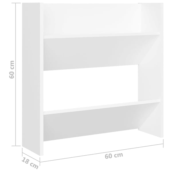 vidaXL Veggskoskap 4 stk hvit 60x18x60 cm sponplater
