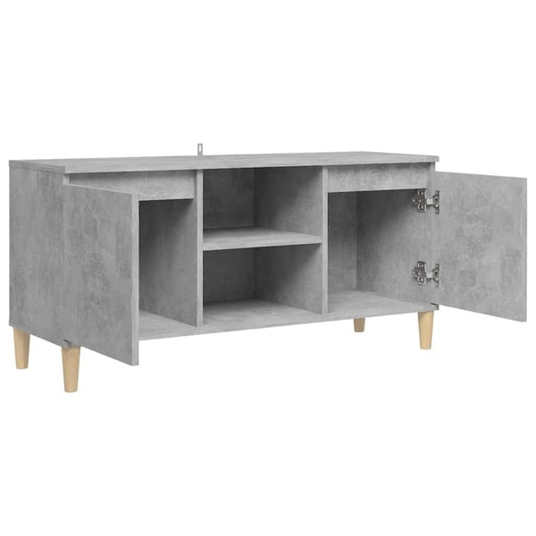 vidaXL tv-bord med massive træben 103,5x35x50 cm betongrå