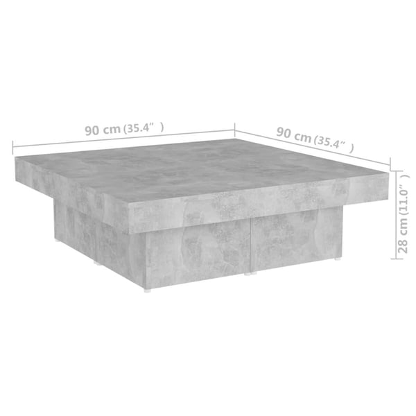 vidaXL Salongbord betonggrå 90x90x28 cm sponplate