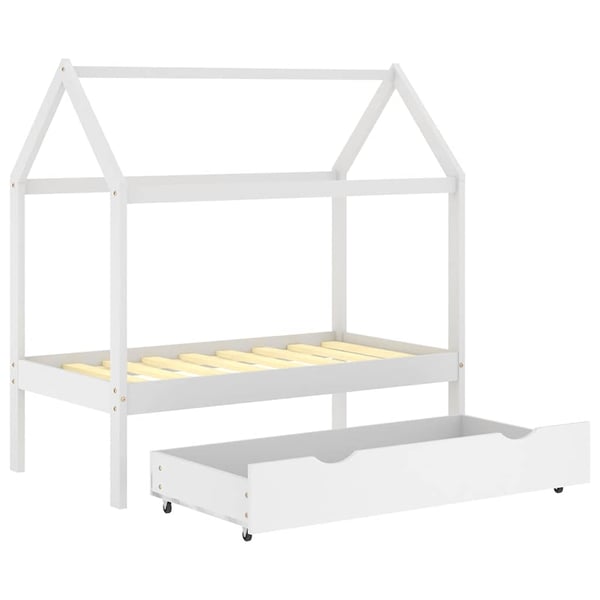 vidaXL Ramme for barneseng med skuff hvit heltre furu 70x140 cm
