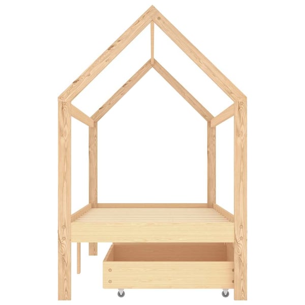 vidaXL Sengeramme for barn med skuffer heltre furu 90x200 cm