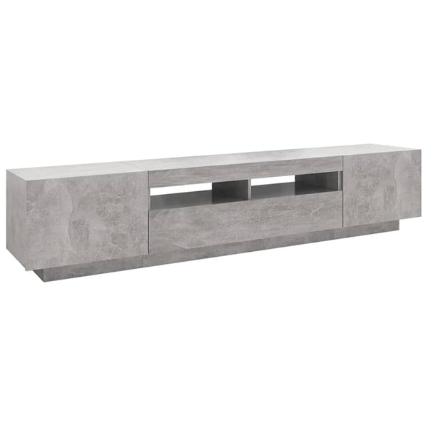 vidaXL TV-benk med LED-lys betonggrå 200x35x40 cm