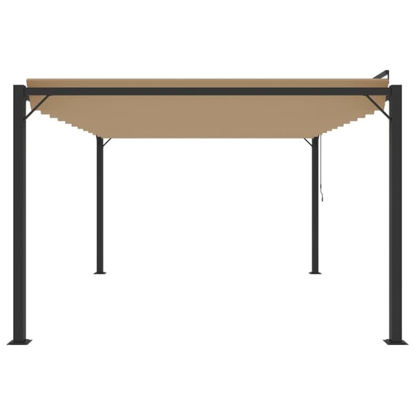 vidaXL pavillon med lameltag 3x4 m aluminium og stof gråbrun