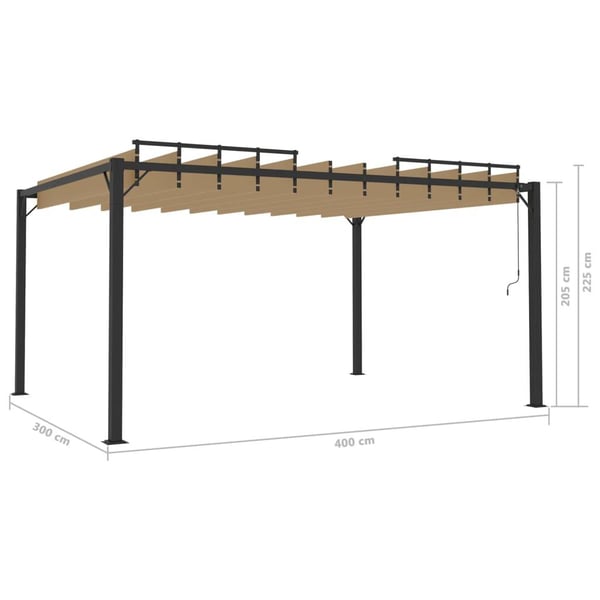 vidaXL pavillon med lameltag 3x4 m aluminium og stof gråbrun