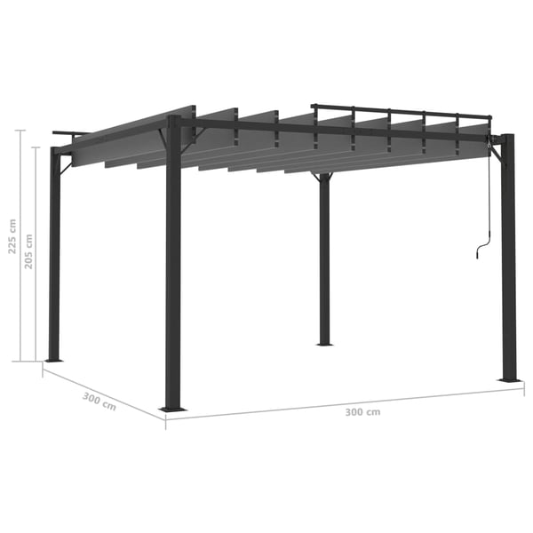 vidaXL Paviljong med lamelltak 3x3 m antrasitt stoff og aluminium