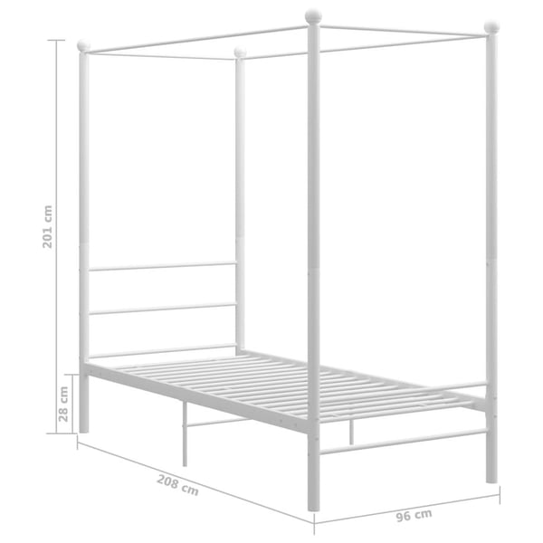vidaXL Himmelsengeramme hvit metall 90x200 cm