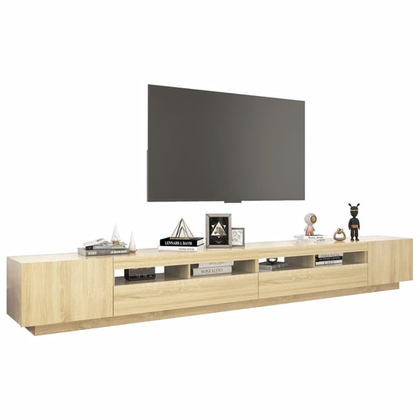 vidaXL TV-benk med LED-lys sonoma eik 300x35x40 cm