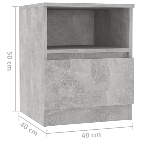 vidaXL Nattbord 2 stk betonggrå 40x40x50 cm sponplate