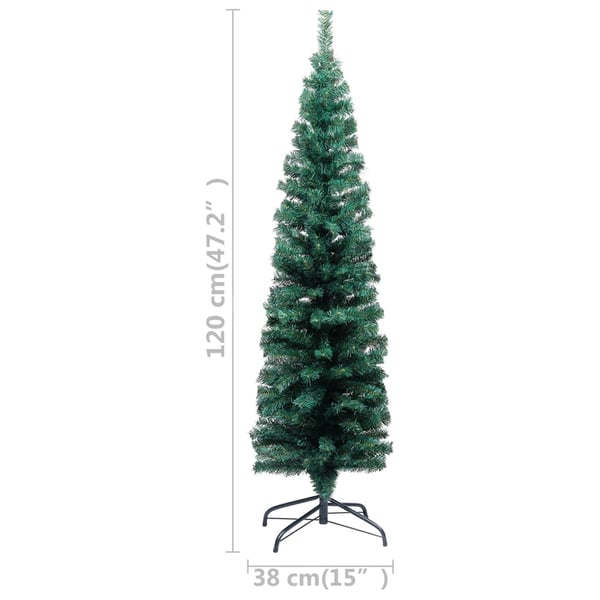 vidaXL Slankt kunstig juletre med stativ grønn 120 cm PVC