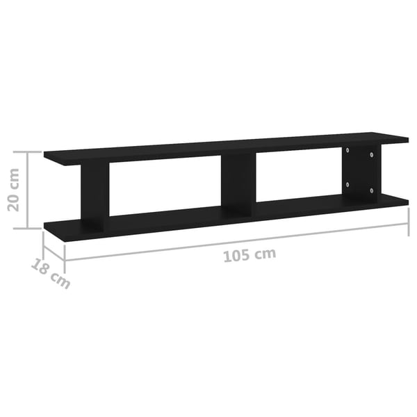 vidaXL væghylder 2 stk. 105x18x20 cm spånplader sort