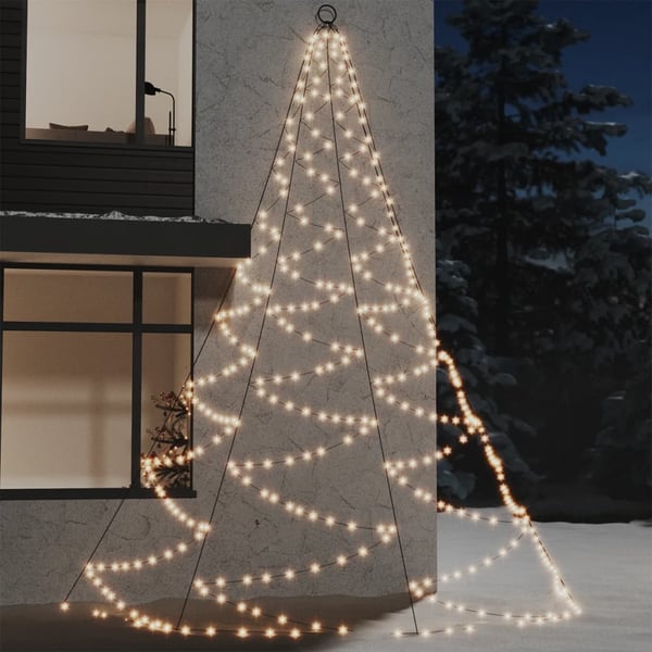 vidaXL LED-juletræ til væg med metalkrog 720 LED'er 5 m varm hvid