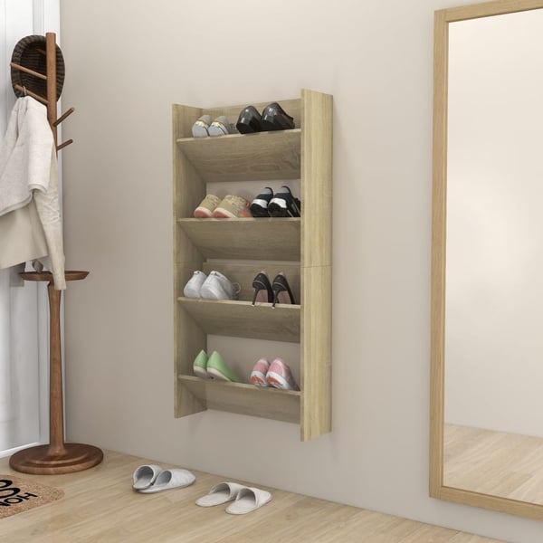 vidaXL væghængt skoskab 2 stk. 60x18x60 cm spånplade sonoma-eg
