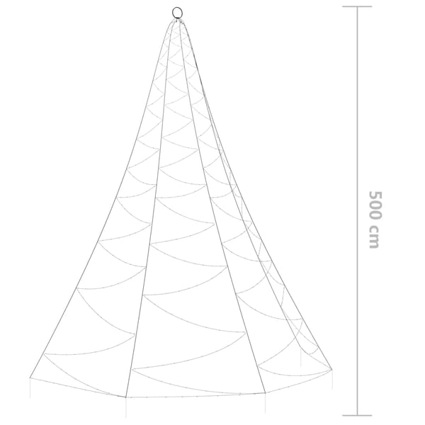vidaXL Seinäkuusi metallikoukulla 720xLED kylmä valk. 5 m sisä/ulko