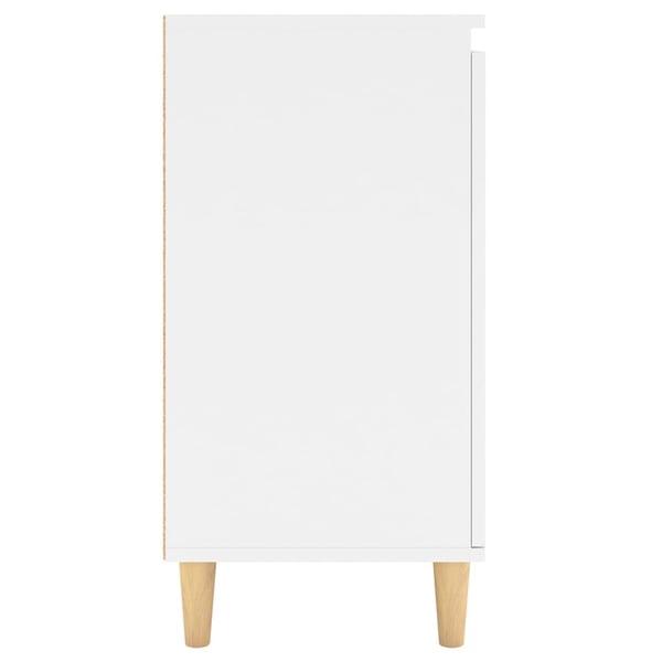 vidaXL skænk med massive træben 60x35x70 cm spånplade hvid
