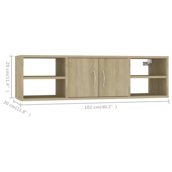 vidaXL Vegghylle sonoma eik 102x30x29 cm konstruert tre