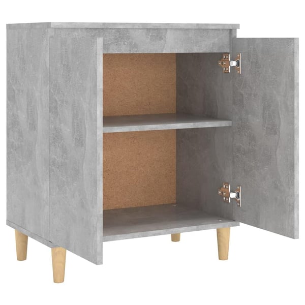 vidaXL Skjenk med ben i heltre betonggrå 60x35x70 cm sponplate