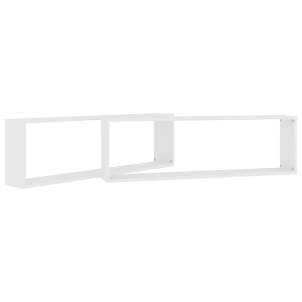 vidaXL Vegghyller kubeformet 2 stk hvit 100x15x30 cm sponplate