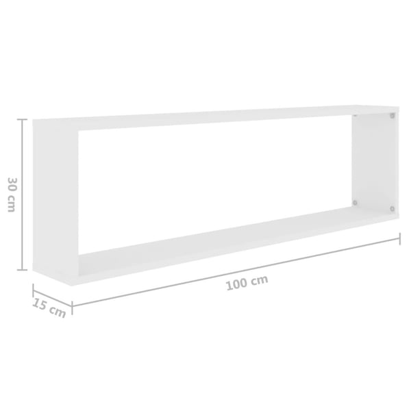 vidaXL Vegghyller kubeformet 2 stk hvit 100x15x30 cm sponplate