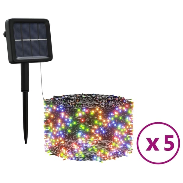 vidaXL Soldrevne lysslynger 5stk 5x200 LED fargerik innendørs utendørs