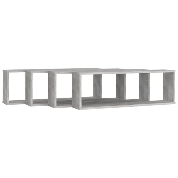 vidaXL væghylder 4 stk. 80x15x26,5 cm spånplade kubeform betongrå