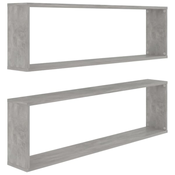 vidaXL Kuutioseinähyllyt 2 kpl betoninharmaa 100x15x30 cm lastulevy