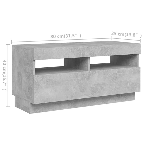 vidaXL TV-benk med LED-lys betonggrå 180x35x40 cm