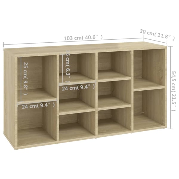 vidaXL Skobenk sonoma eik 103x30x54,5 cm sponplater