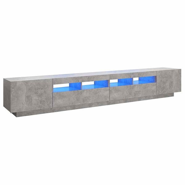 vidaXL TV-benk med LED-lys betonggrå 260x35x40 cm