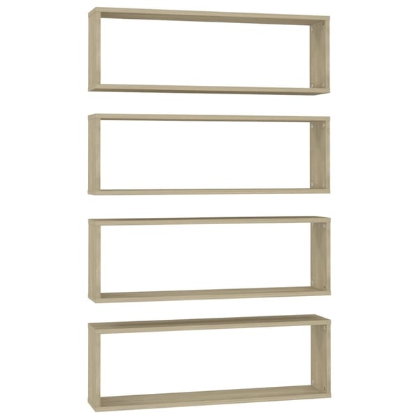 vidaXL Vegghyller kubeformet 4 stk sonoma eik 80x15x26,5 cm sponplate