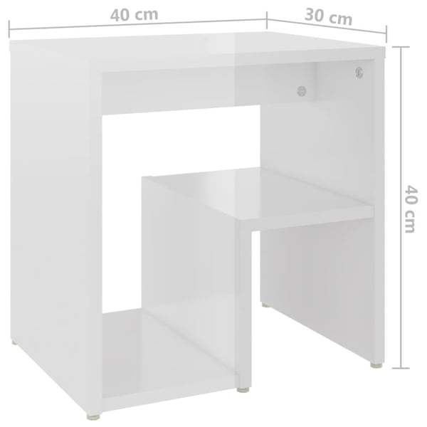vidaXL sengeskabe 2 stk. 40x30x40 cm spånplade hvid højglans