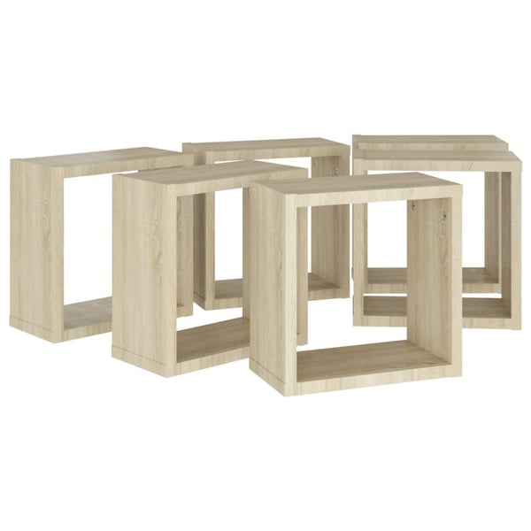 vidaXL væghylder 6 stk. 30x15x30 cm kubeformet sonoma-eg