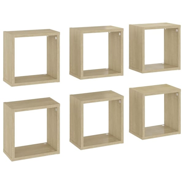 vidaXL Vegghyller kubeformet 6 stk sonoma eik 26x15x26 cm