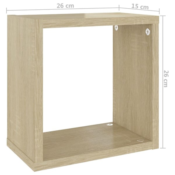 vidaXL Vegghyller kubeformet 6 stk sonoma eik 26x15x26 cm
