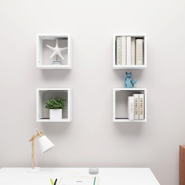 vidaXL Vegghyller kubeformet 4 stk hvit 30x15x30 cm