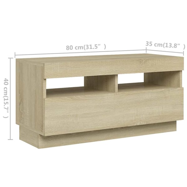 vidaXL TV-benk med LED-lys sonoma eik 260x35x40 cm