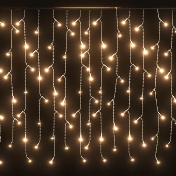 vidaXL LED-lysgardin med istapper 10 m 400 LED varmhvit 8 funksjoner