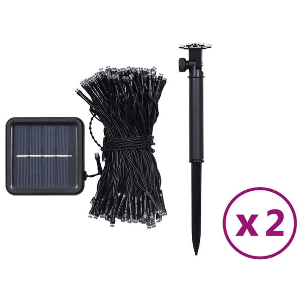 vidaXL Soldrevne lysslynger 2stk 2x200 LED blå innendørs utendørs