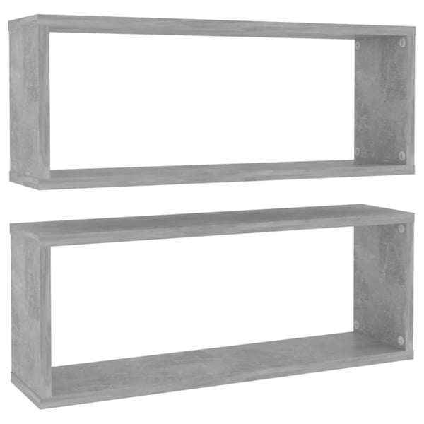 vidaXL Vägghylla kubformad 2 st betonggrå 60x15x23 cm konstruerat trä