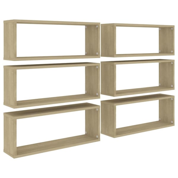 vidaXL Vegghyller kubeformet 6stk sonoma eik 60x15x23cm konstruert tre