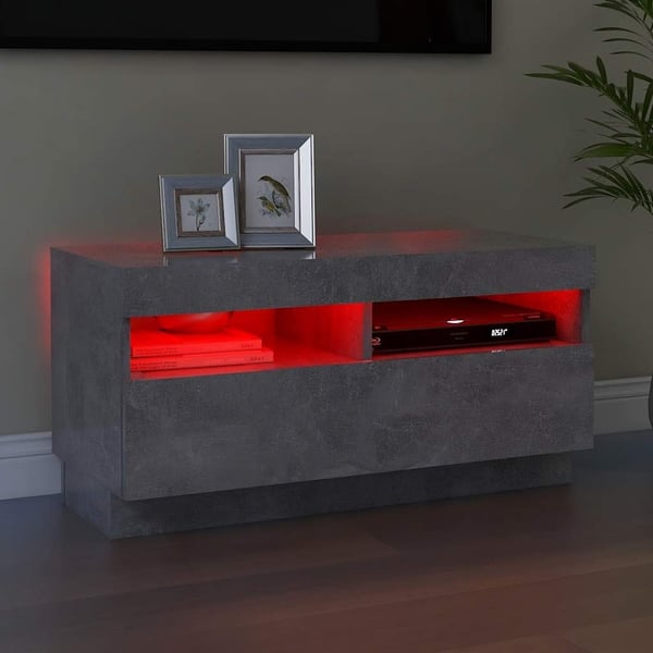 vidaXL TV-benk med LED-lys betonggrå 80x35x40 cm
