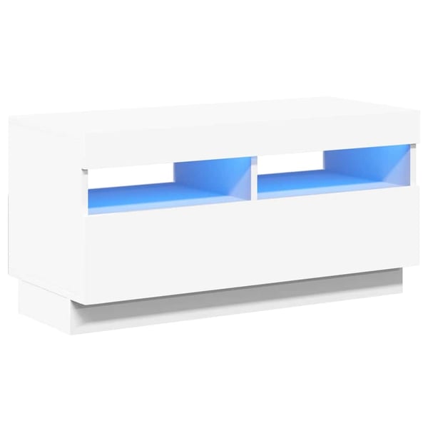 vidaXL TV-benk med LED-lys hvit 80x35x40 cm