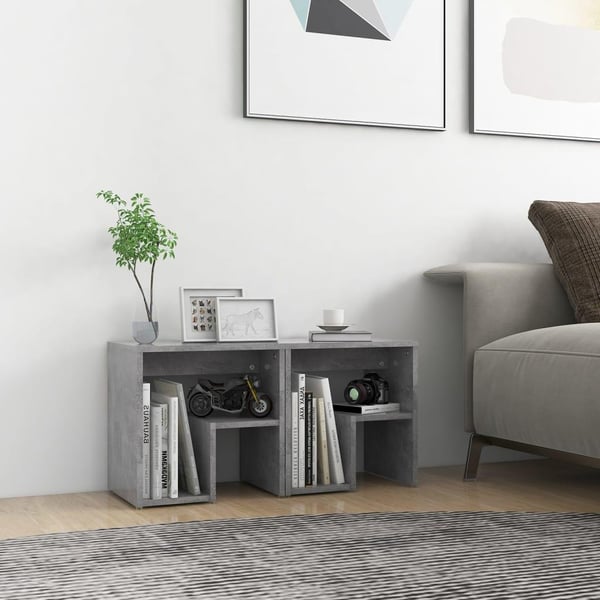vidaXL sengeskabe 2 stk. 40x30x40 cm spånplade betongrå