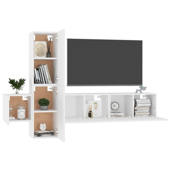 vidaXL TV-benksett 5 deler hvit sponplate