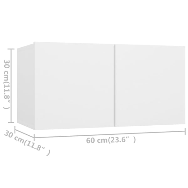 vidaXL TV-benker 4 stk hvit 60x30x30 cm sponplate