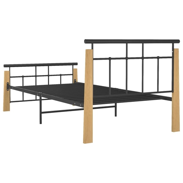 vidaXL Sengeramme metall og heltre eik 90x200 cm