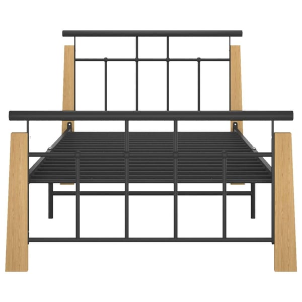 vidaXL Sengeramme metall og heltre eik 100x200 cm