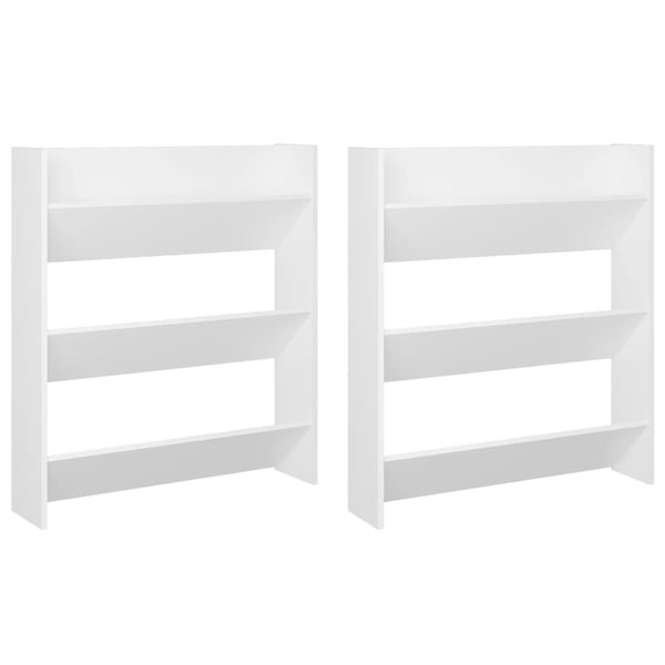 vidaXL Veggskoskap 2 stk hvit 80x18x90 cm sponplater